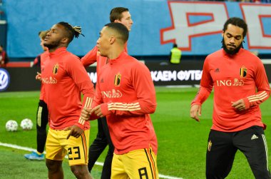 SAINT-PETERSBURG, RUSSIA - November 16, 2019: Youri Tielemans  training session during UEFA EURO 2020 qualifying match between Russia against Belgium, Russia