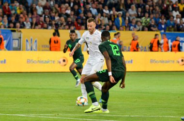 DNIPRO, UKRAINE - September 10, 2019: Andrii Yarmolenko player during the friendly match between national team Ukraine against Nigeria national team, Ukraine