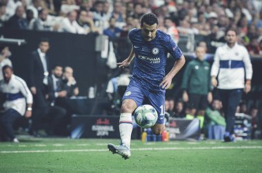 Istanbul, Turkey - August 14, 2019: Pedro player during the UEFA Super Cup Finals match between Liverpool and Chelsea at Vodafone Park in Vodafone Arena, Turkey