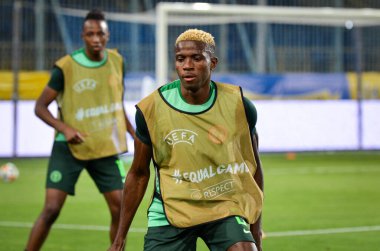 DNIPRO, UKRAINE - September 10, 2019: Victor Osimhen player during the friendly match between national team Ukraine against Nigeria national team, Ukraine