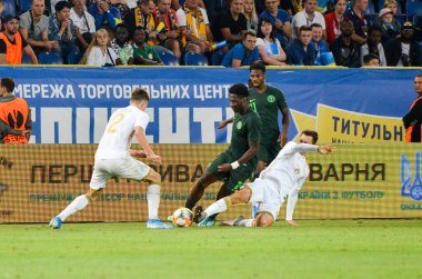 DNIPRO, UKRAINE - September 10, 2019: Football player during the friendly match between national team Ukraine against Nigeria national team, Ukraine