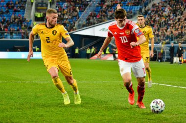 SAINT-PETERSBURG, RUSSIA - November 16, 2019: Toby Alderweireld player during UEFA EURO 2020 qualifying match between national team Russia against Belgium national team, Russia