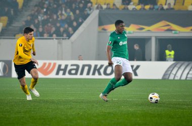 LVIV, UKRAINE - November 07, 2019: Zaydou Youssouf player during the UEFA Europa League match between Alexandria (Ukraine) vs AS Saint Etienne (France), Ukraine