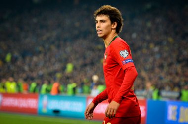 Kyiv, Ukrayna - 14 Ekim 2019: Uefa Euro 2020 ön eleme maçında Joao Felix oyuncusu Ukrayna milli takımı Ukrayna milli takımı Ukrayna 'ya karşı