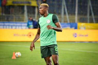DNIPRO, UKRAINE - September 10, 2019: Victor Osimhen player during the friendly match between national team Ukraine against Nigeria national team, Ukraine