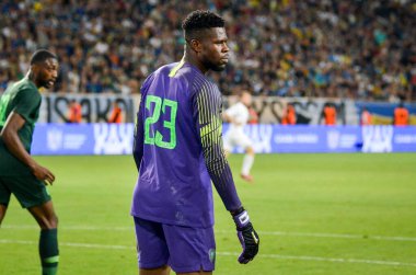 DNIPRO, UKRAINE - September 10, 2019: Francis Uzoho player during the friendly match between national team Ukraine against Nigeria national team, Ukraine