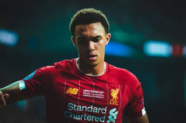 Istanbul, Turkey - August 14, 2019: Trent Alexander-Arnold during the UEFA Super Cup Finals match between Liverpool and Chelsea at Vodafone Park in Vodafone Arena, Turkey