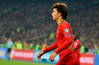Kyiv, Ukrayna - 14 Ekim 2019: Uefa Euro 2020 ön eleme maçında Joao Felix oyuncusu Ukrayna milli takımı Ukrayna milli takımı Ukrayna 'ya karşı