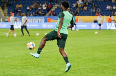 DNIPRO, UKRAINE - September 10, 2019: Football player during the friendly match between national team Ukraine against Nigeria national team, Ukraine