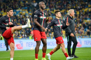 Kyiv, Ukrayna - 14 Ekim 2019: Danilo Pereira ve Uefa Euro 2020 ön eleme maçında Ukrayna ile Portekiz milli takımı Ukrayna arasında oynanan karşılaşma