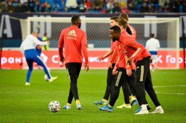 SAINT-PETERSBURG, RUSSIA - November 16, 2019: Belgium national football team training session during UEFA EURO 2020 qualifying match between Russia against Belgium, Russia