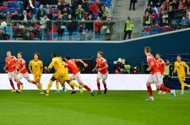 SAINT-PETERSBURG, RUSSIA - November 16, 2019: Football player during UEFA EURO 2020 qualifying match between national team Russia against Belgium national team, Russia