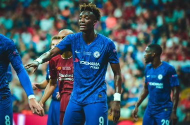 Istanbul, Turkey - August 14, 2019: Tammy Abraham during the UEFA Super Cup Finals match between Liverpool and Chelsea at Vodafone Park in Vodafone Arena, Turkey