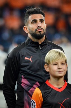 KHARKIV, UKRAINE - September 18, 2019: Riyad Mahrez during the UEFA Champions League match between Shakhtar Donetsk vs Manchester City (England), Ukraine