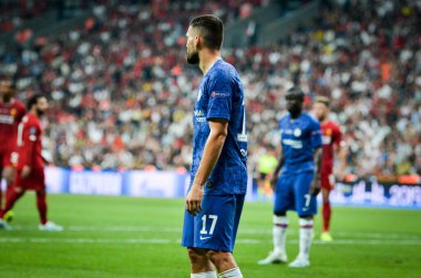 Istanbul, Turkey - August 14, 2019: Mateo Kovacic player during the UEFA Super Cup Finals match between Liverpool and Chelsea at Vodafone Park in Vodafone Arena, Turkey