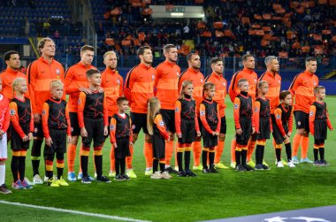 KHARKIV, UKRAINE - September 18, 2019: Shakhtar  Football player during the UEFA Champions League match between Shakhtar Donetsk vs Manchester City (England), Ukraine