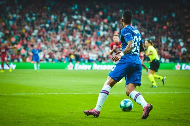 Istanbul, Turkey - August 14, 2019: Emerson player during the UEFA Super Cup Finals match between Liverpool and Chelsea at Vodafone Park in Vodafone Arena, Turkey