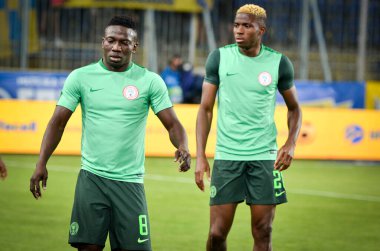 DNIPRO, UKRAINE - September 10, 2019: Oghenekaro Etebo player during the friendly match between national team Ukraine against Nigeria national team, Ukraine