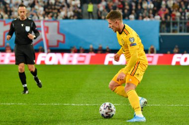 SAINT-PETERSBURG, RUSSIA - November 16, 2019: Thorgan Hazard player during UEFA EURO 2020 qualifying match between national team Russia against Belgium national team, Russia