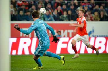 SAINT-PETERSBURG, RUSSIA - November 16, 2019: Thibaut Courtois during UEFA EURO 2020 qualifying match between national team Russia against Belgium national team, Russia