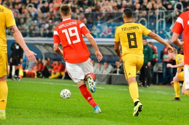SAINT-PETERSBURG, RUSSIA - November 16, 2019: Youri Tielemans player during UEFA EURO 2020 qualifying match between national team Russia against Belgium national team, Russia