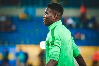 DNIPRO, UKRAINE - September 10, 2019:  Paul Onuachu during the friendly match between national team Ukraine against Nigeria national team, Ukraine