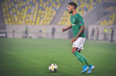 LVIV, UKRAINE - November 07, 2019: Denis Bouanga player during the UEFA Europa League match between Alexandria (Ukraine) vs AS Saint Etienne (France), Ukraine