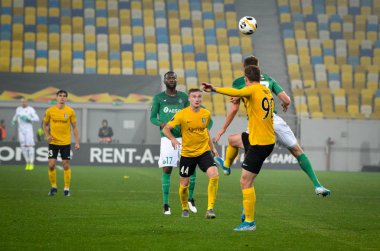 LVIV, UKRAINE - November 07, 2019: Kaspars Dubra  player during the UEFA Europa League match between Alexandria (Ukraine) vs AS Saint Etienne (France), Ukraine