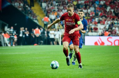 Istanbul, Turkey - August 14, 2019: Jordan Henderson during the UEFA Super Cup Finals match between Liverpool and Chelsea at Vodafone Park in Vodafone Arena, Turkey