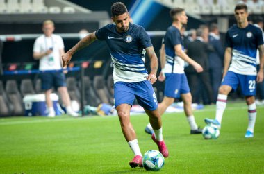 Istanbul, Turkey - August 14, 2019: Emerson player during the UEFA Super Cup Finals match between Liverpool and Chelsea in Vodafone Arena stadium, Turkey