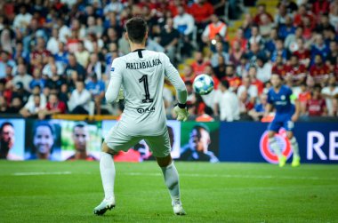 Istanbul, Turkey - August 14, 2019: Kepa Arrizabalaga player during the UEFA Super Cup Finals match between Liverpool and Chelsea at Vodafone Park in Vodafone Arena, Turkey