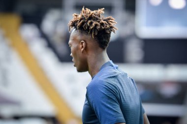 İstanbul, Türkiye - 14 Ağustos 2019: Tammy Abraham ve antrenman oturumu Uefa Süper Kupası Finalleri öncesinde Liverpool ile Chelsea arasında Vodafone Park, Vodafone Arena, Türkiye