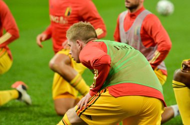 SAINT-PETERSBURG, RUSSIA - November 16, 2019: Kevin De Bruyne training session during UEFA EURO 2020 qualifying match between Russia against Belgium, Russia