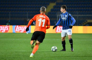 KHARKIV, UKRAINE - December 11, 2019: Ruslan Malinovskyi player during the UEFA Champions League match between Shakhtar vs Atalanta Bergamasca Calcio BC (Italy), Ukraine