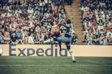 Istanbul, Turkey - August 14, 2019: Sadio Mane and Kurt Zouma during the UEFA Super Cup Finals match between Liverpool and Chelsea at Vodafone Park in Vodafone Arena, Turkey