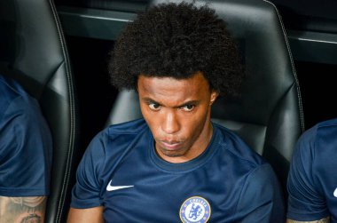 Istanbul, Turkey - August 14, 2019: Willian player during the UEFA Super Cup Finals match between Liverpool and Chelsea at Vodafone Park in Vodafone Arena, Turkey