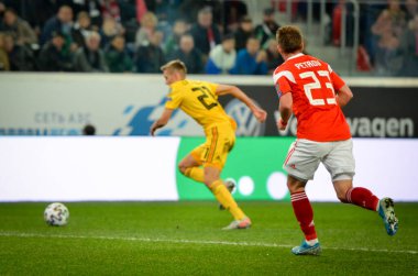 SAINT-PETERSBURG, RUSSIA - November 16, 2019:  Sergey Petrov player during UEFA EURO 2020 qualifying match between national team Russia against Belgium national team, Russia