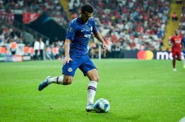 Istanbul, Turkey - August 14, 2019: Pedro player during the UEFA Super Cup Finals match between Liverpool and Chelsea at Vodafone Park in Vodafone Arena, Turkey