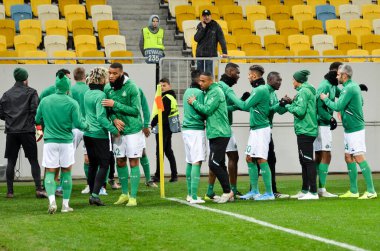 LVIV, UKRAINE - November 07, 2019:  AS Saint Etienne training session during the UEFA Europa League match between Alexandria (Ukraine) vs AS Saint Etienne (France), Ukraine