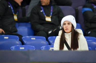KHARKIV, UKRAINE - December 11, 2019: Football support their team  during the UEFA Champions League match between Shakhtar vs Atalanta Bergamasca Calcio BC (Italy), Ukraine