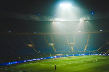 KHARKIV, UKRAINE - December 11, 2019: General view of the stadium close-up during the UEFA Champions League match between Shakhtar vs Atalanta (Italy), Ukraine