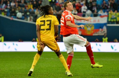 SAINT-PETERSBURG, RUSSIA - November 16, 2019: Dedryck Boyata player during UEFA EURO 2020 qualifying match between national team Russia against Belgium national team, Russia