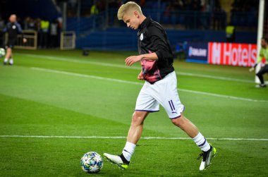 KHARKIV, UKRAINE - September 18, 2019: Oleksandr Zinchenko player during the UEFA Champions League match between Shakhtar Donetsk vs Manchester City (England), Ukraine