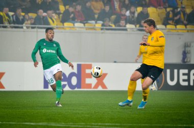 LVIV, UKRAINE - November 07, 2019: Arnaud Nordin player during the UEFA Europa League match between Alexandria (Ukraine) vs AS Saint Etienne (France), Ukraine
