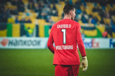 Lviv, Ukrayna - 28 Kasım 2019: Uefa Avrupa Ligi (Ukrayna) - Wolfsburg (Almanya), Ukrayna