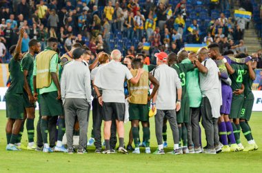 DNIPRO, UKRAINE - September 10, 2019: Nigeria  Football player during the friendly match between national team Ukraine against Nigeria national team, Ukraine
