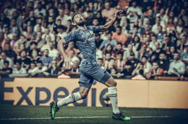 Istanbul, Turkey - August 14, 2019: Olivier Giroud player during the UEFA Super Cup Finals match between Liverpool and Chelsea at Vodafone Park in Vodafone Arena, Turkey