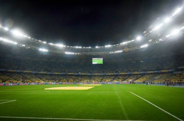 KYIV, UKRAINE - October 14, 2019: General view of the stadium and the view inside the bowl of the stadium during the UEFA EURO 2020 qualifying match between Ukraine against Portugal, Ukraine