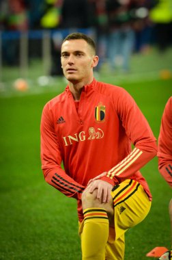 SAINT-PETERSBURG, RUSSIA - November 16, 2019: Thomas Vermaelen and national football team training session during UEFA EURO 2020 qualifying match between Russia against Belgium, Russia