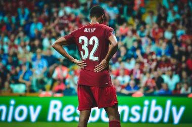 İstanbul, Türkiye - 14 Ağustos 2019: Joel Matip Uefa Süper Kupası Finalleri 'nde Liverpool ile Chelsea arasında Vodafone Park, Vodafone Arena, Türkiye